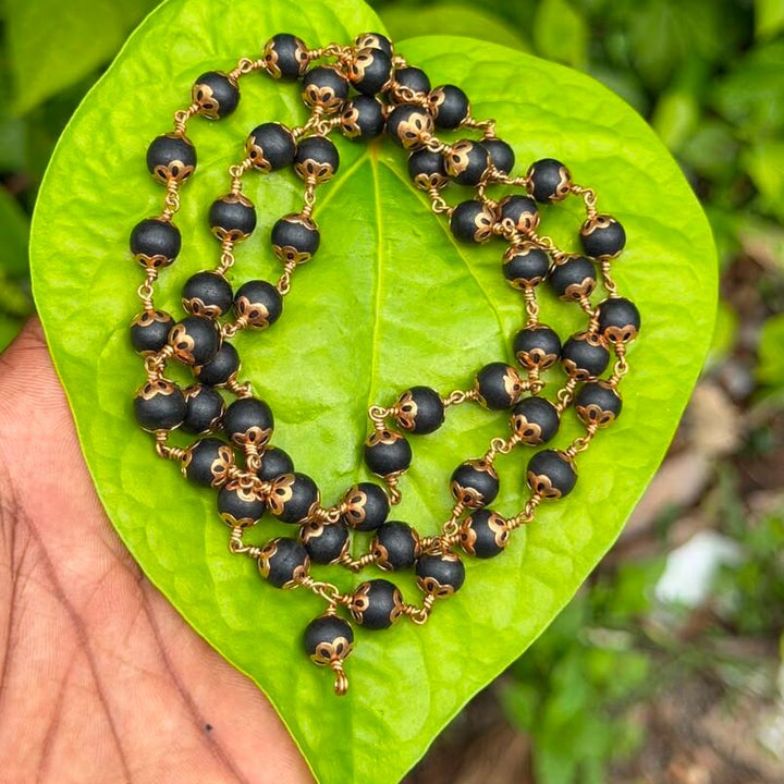 Karungali Panchaloha(impon) Flower Cap Mala-8mm