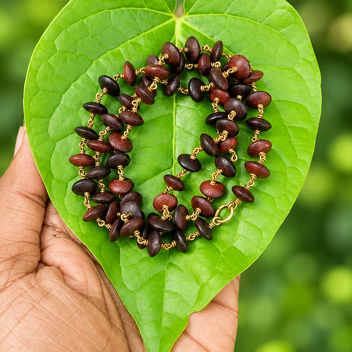 Red Sandal Disk Type Panchaloha(impon) Mala