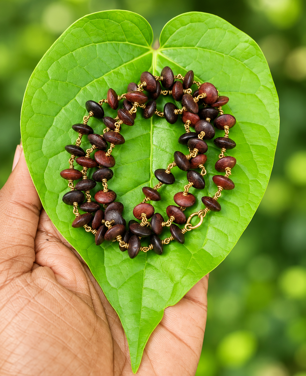 Red Sandal Disk Type Panchaloha(impon) Mala