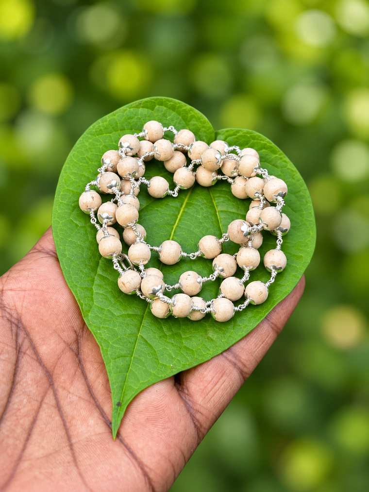 Tulasi Silver(925) Cap Mala - 8mm