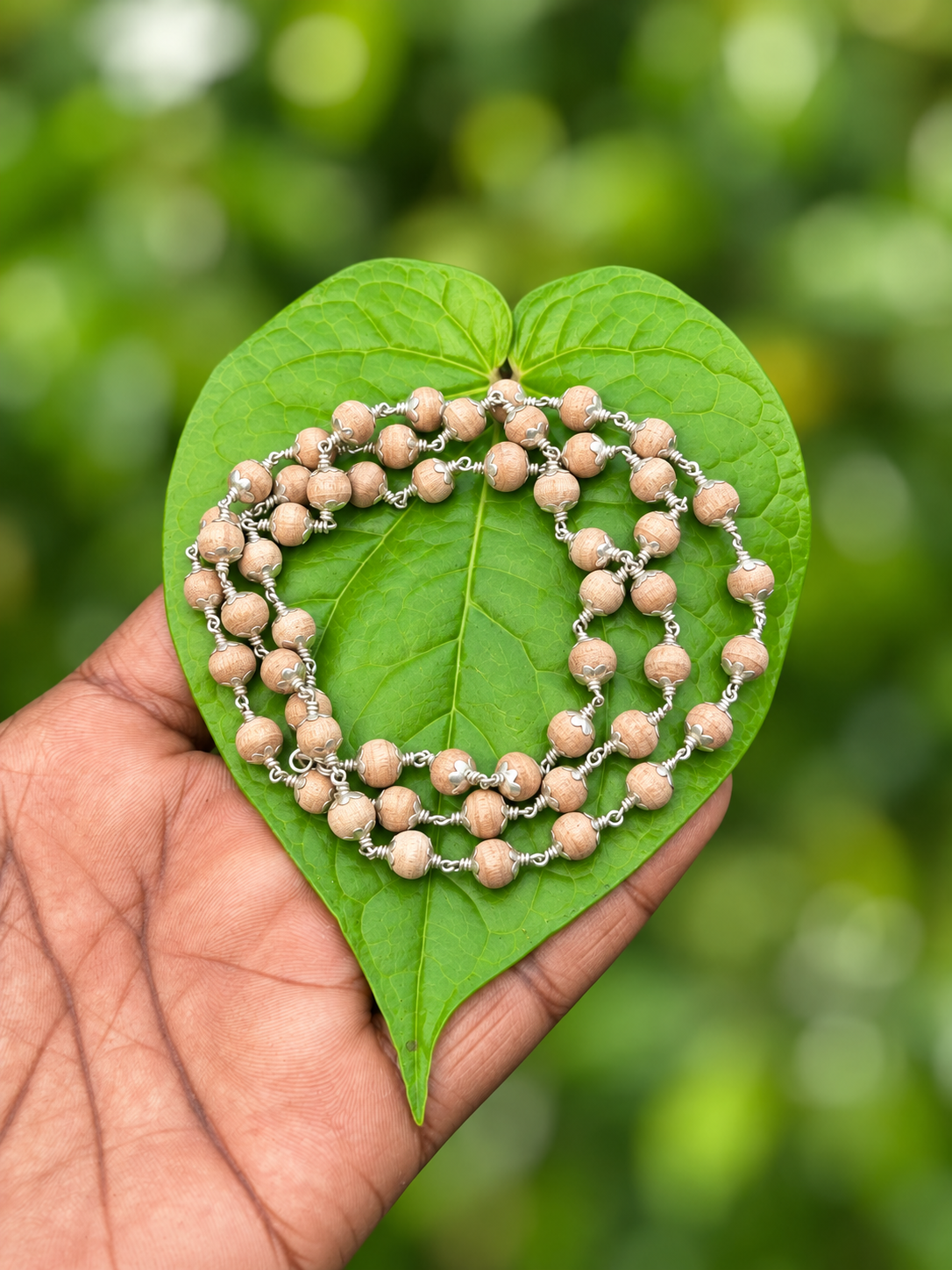 Tulasi Silver(925) Cap Mala - 6mm