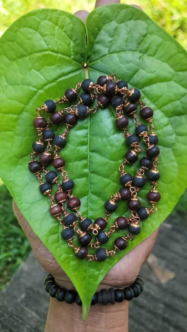 Red Sandalwood & Karungali Mala Copper Cap - 8mm