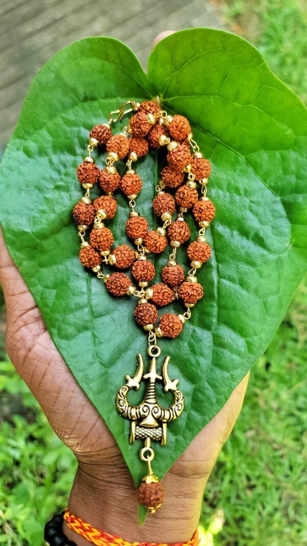 Rudraksha Mala 54 Beads - Ohm Shiva Trishool