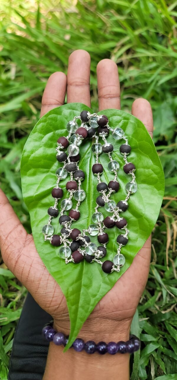 karungali Redsandal Spatika mala - 54 beads Silver Mala