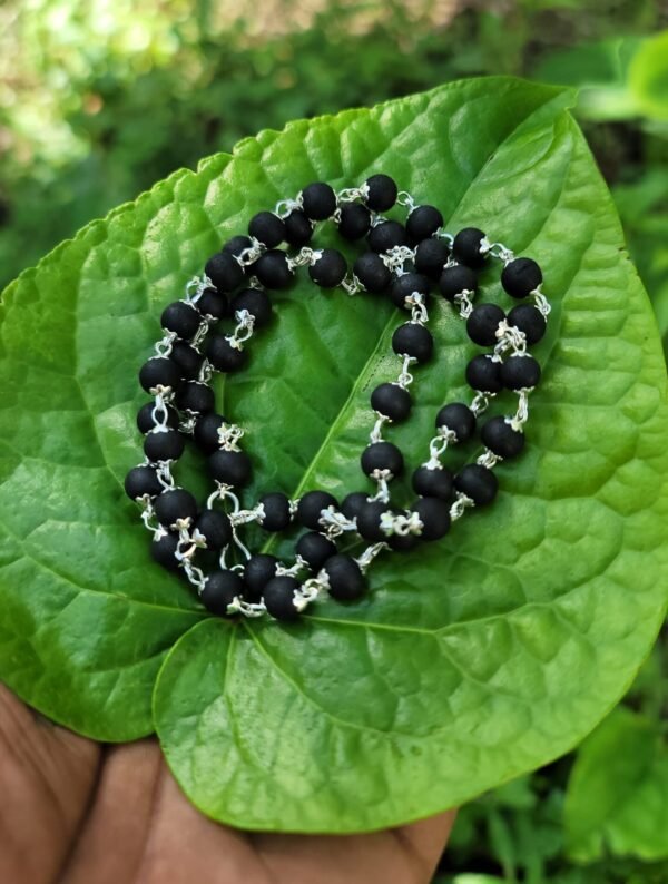 Karungali German Silver Mala -7 MM