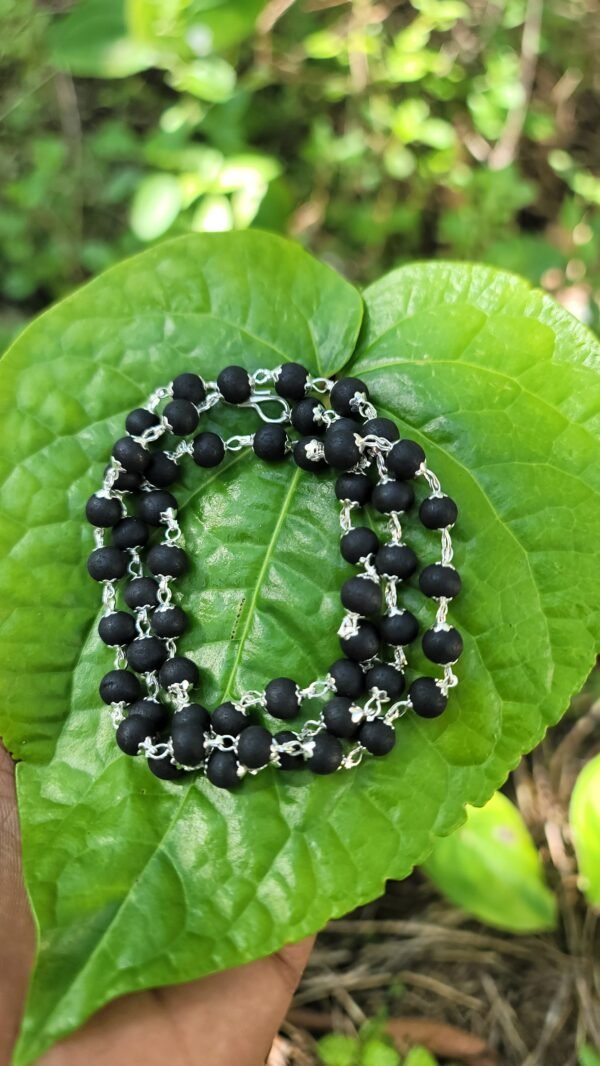 Karungali German Silver mala - 6mm