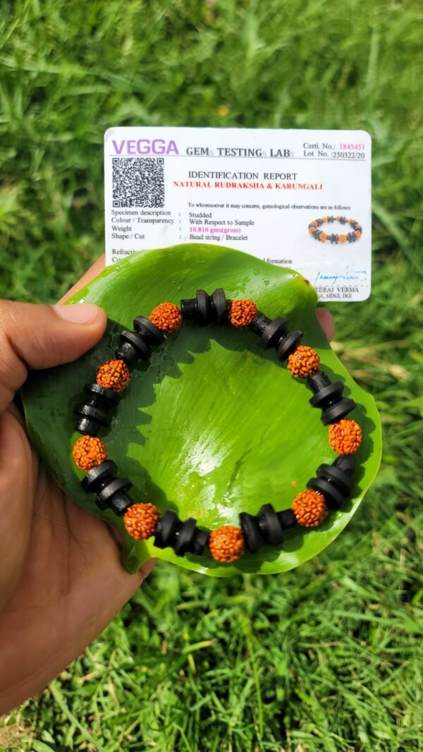 RUDRAKSHA & KARUNGALI SHIVLING BRACELET - 8mm - Image 2