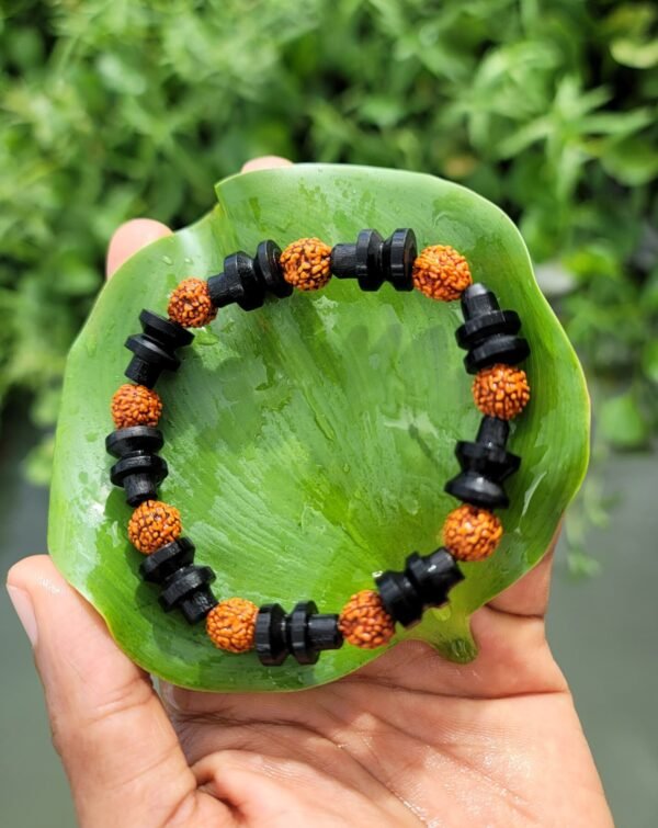 RUDRAKSHA & KARUNGALI SHIVLING BRACELET - 8mm