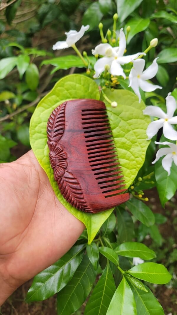 Red sandal wood Comb with design