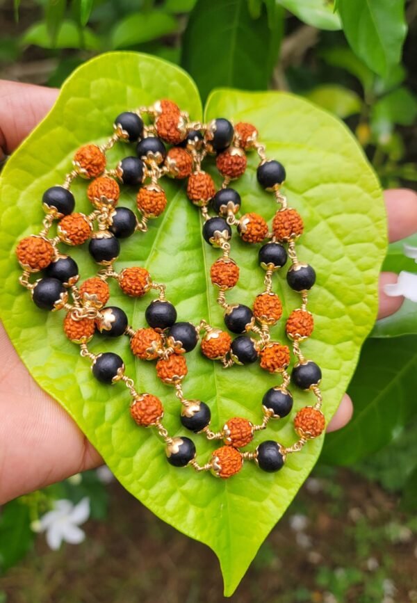 Karungali & Rudraksha Panchaloha (impon) Mala – 8mm