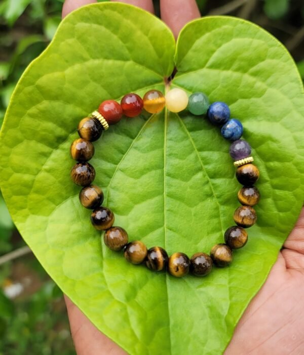 Tiger Eye with Seven Chakra Bracelet - 8 MM