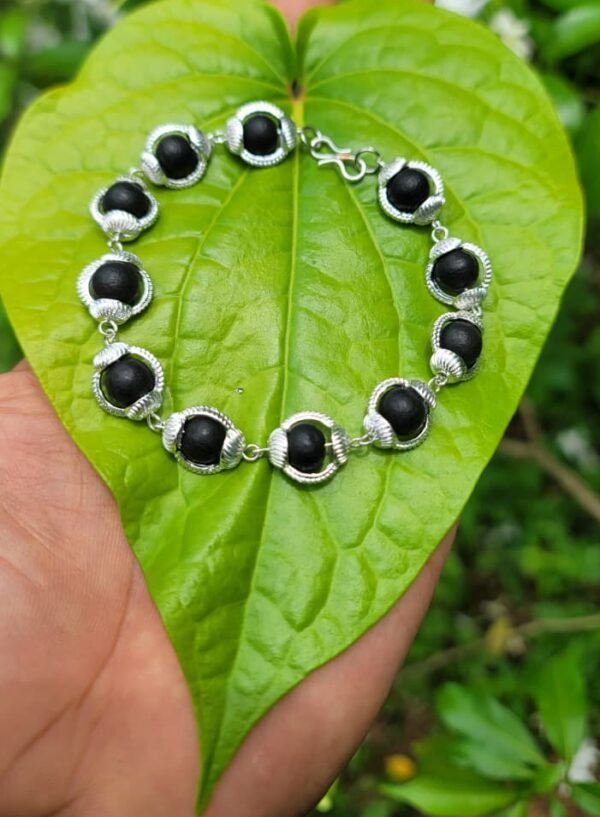 Karungali with Silver Coated Bracelet-8mm