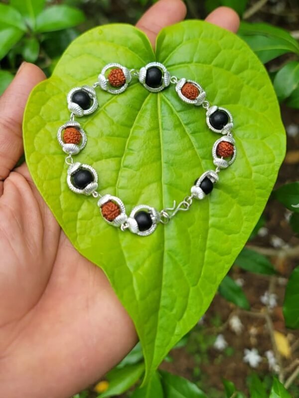 Karungali & Rudraksha Silver Coated Bracelet -8mm