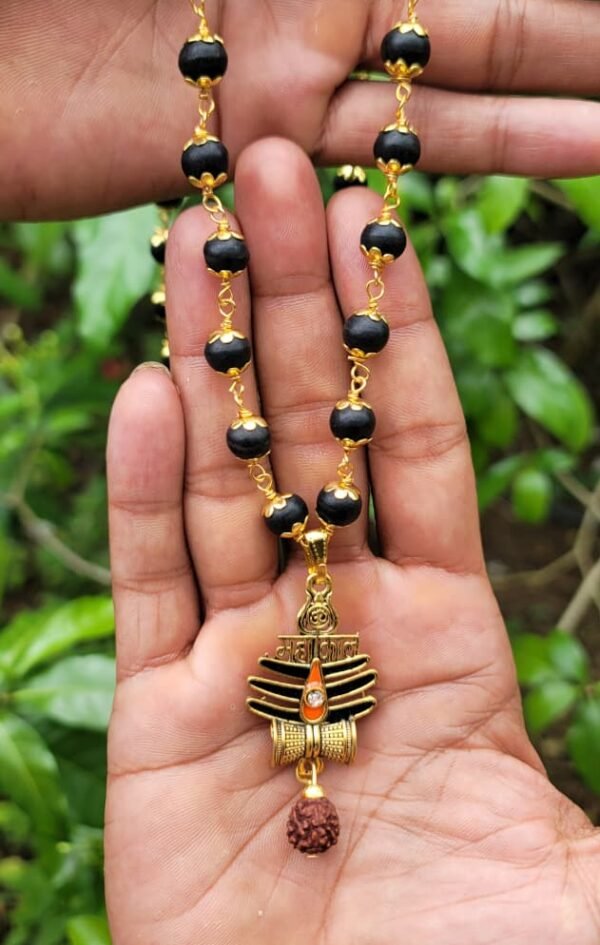 Karungali mala 8mm with Shiv Mahakal Trishul Damru Dollar