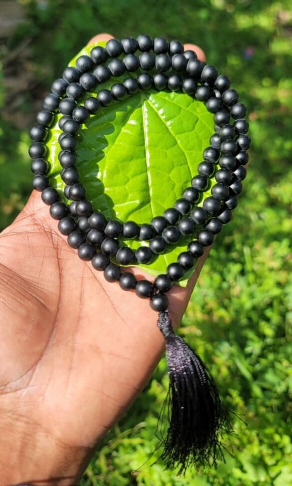 Shaligram stone mala-8mm (stone of lord vishnu)