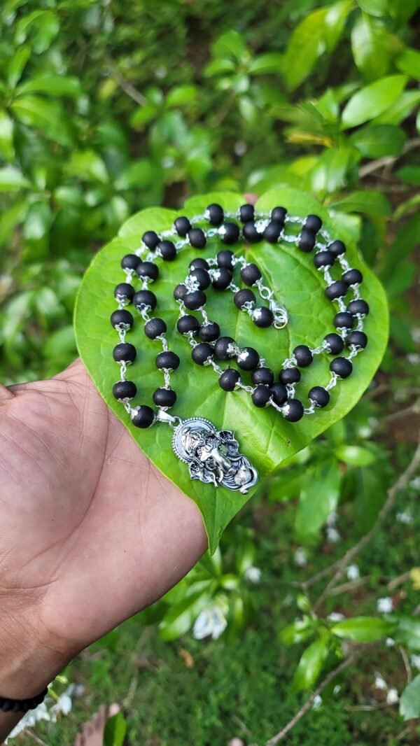 Karungali German Silver Mala with Ganesh Face