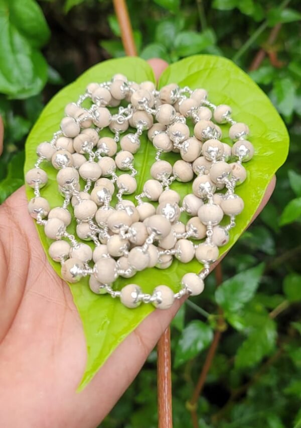 Tulasi Silver cap mala 8mm 108 beads (Ayyappa Mala)