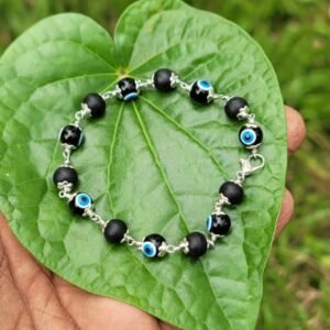 Karungali with Evil Eye Metal Bracelet-8mm