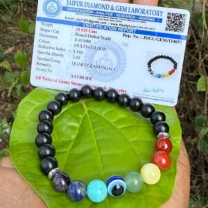 Karungali And Chakra with Evil Eye Bracelet - 8mm