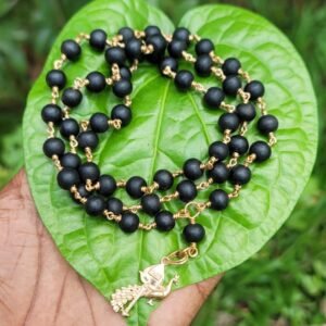 Karungali Impon(panchaloka)wire mala with Vel Peacock Dollar-8mm