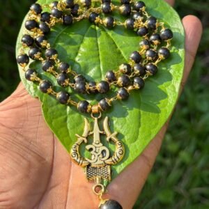 Karungali Gold Plated with Ohm Thirshul Pendant-7mm