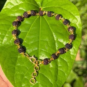 Black Rudraksha Gold Plate Bracelet-7mm