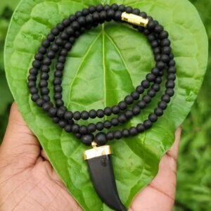 Karungali Mala with Single Tiger Teeth-4mm