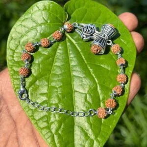 Rudraksha German Silver Om Trishul bracelet