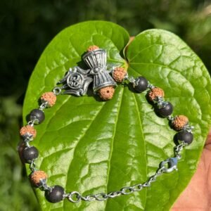 Karungali and Rudraksha German Silver Om Trishul bracelet