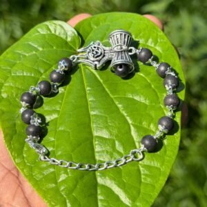 Karungali German Silver Om Trishul bracelet(type B)
