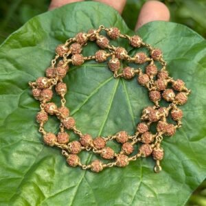 Rudraksha Panchaloha(impon) Flower Cap Mala-6mm