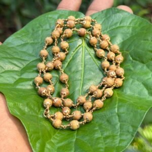 White Sandalwood Panchaloha(impon) Flower Cap Mala-6mm