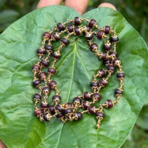 Red sandal Panchaloha(impon) Flower Cap Mala-6mm