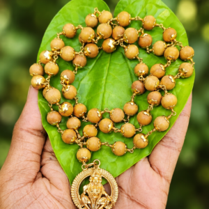 White Sandalwood Panchaloha(impon) Mala With Ayyappa Dollar 8mm