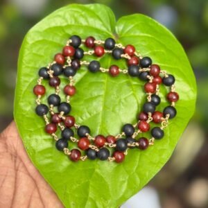 Karungali with Red Sandal Panchaloha(impon) Wire Mala 8mm
