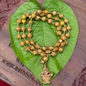 White Sandalwood Panchaloha(impon) Mala With Ayyappa Dollar 8mm
