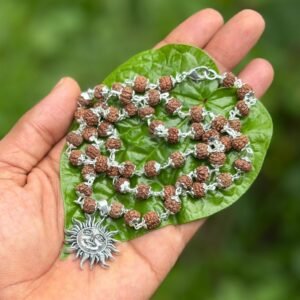 Rudraksha German Silver mala with Sun Pendant 8mm