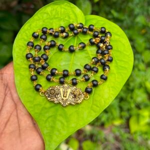 Karungali Gold Plate Mala With Venkateswara Dollar 7mm