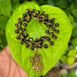 Karungali Gold Plate Mala With Mahakal Karungali Dollar 7mm