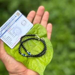 Natural Black Tourmaline Anklet with evil eye 4mm(Pair)- For Babies