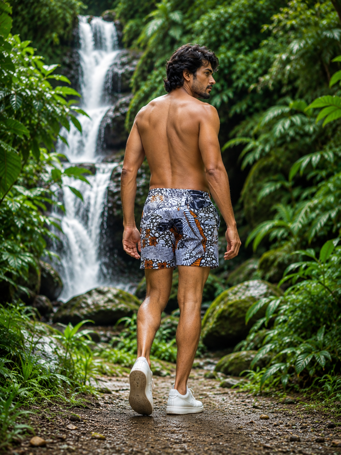 Batik Orange Navy Shorts - Image 2