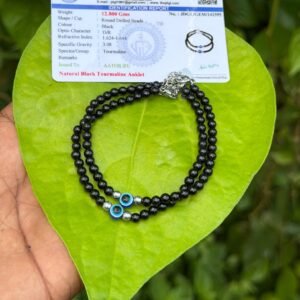 Black Tourmaline Anklet with evil eye 4mm(Pair)- For Babies