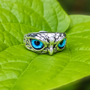 Owl Eye Silver Ring (Free Size)