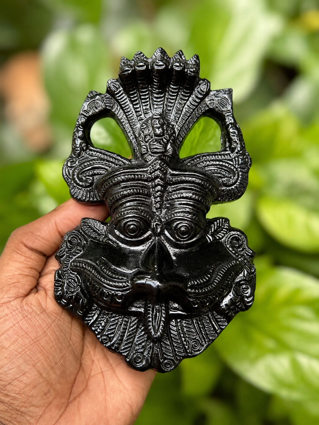 Black Tourmaline Kirtimukha Protection Wall Hanging